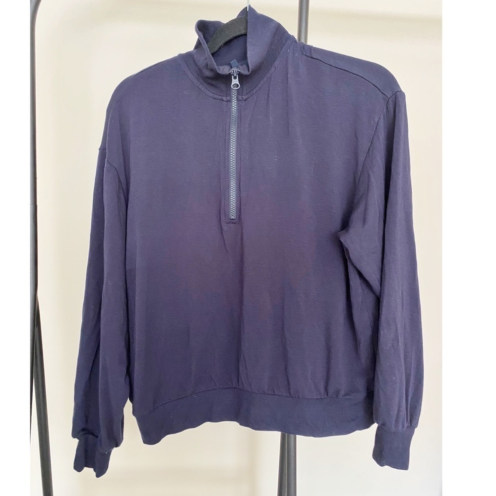 Lou & Grey Navy Blue Half Zip Sweatshirt Size Medium